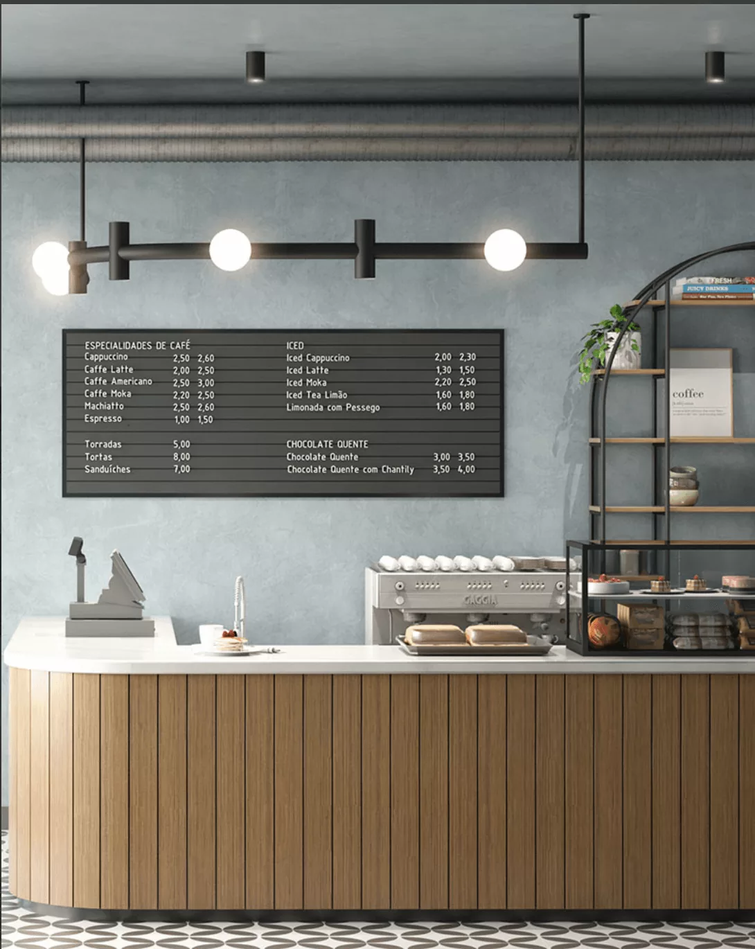 Coffee Light Blue, Interior design · café