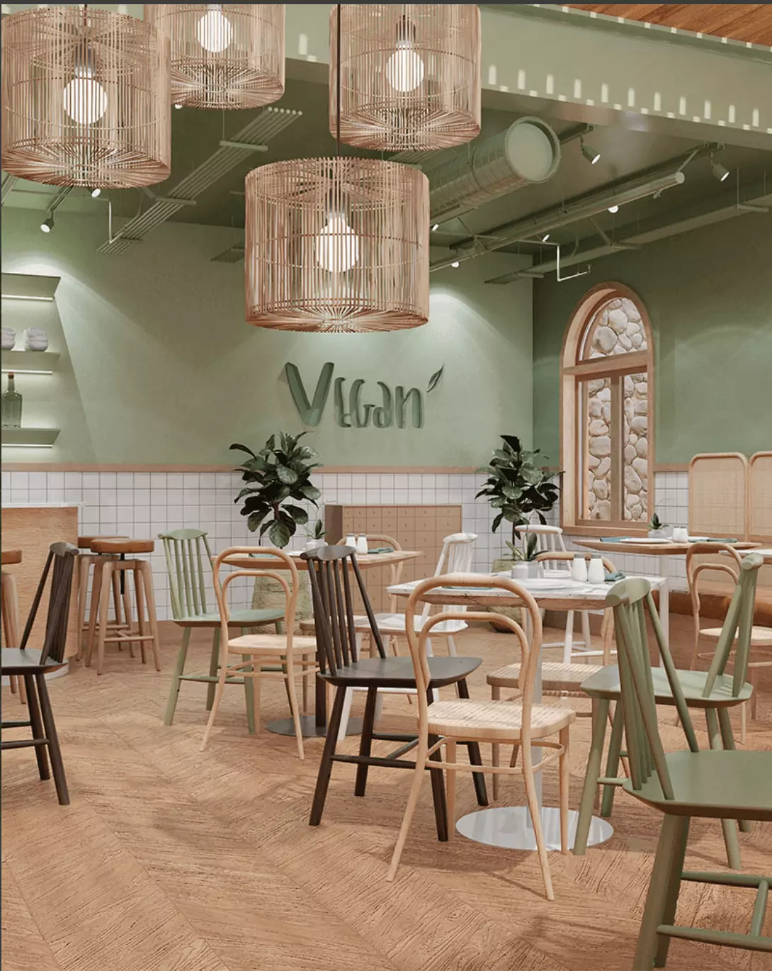 Restaurant Vegan, Interior design · restaurant
